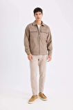 DeFacto Slim Fit Dar Kesim Gömlek Yaka Fermuarlı Mevsimlik Baharlık Mont D6334AX25SPBG73