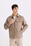 DeFacto Slim Fit Dar Kesim Gömlek Yaka Fermuarlı Mevsimlik Baharlık Mont D6334AX25SPBG73