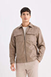 DeFacto Slim Fit Dar Kesim Gömlek Yaka Fermuarlı Mevsimlik Baharlık Mont D6334AX25SPBG73