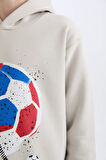 DeFacto Erkek Çocuk 2'li Takım Kalın Kapüşonlu Baskılı Sweatshirt Beli Lastikli Eşofman Altı D6870A824CWGR492