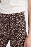 DeFacto Flare Fit Leopar Desenli Düz Paça Uzun Boy Pantolon D7452AX24AUBG655