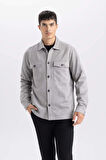 Regular Fit Polo Yaka Süet Gömlek Ceket