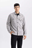 Regular Fit Polo Yaka Süet Gömlek Ceket