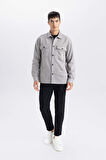 Regular Fit Polo Yaka Süet Gömlek Ceket