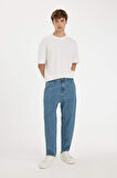 Relaxed Slouchy Fit Havuç Kalıp Normal Bel Daralan Paça Jean Kar Yıkamalı Pantolon
