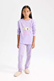 DeFacto Kız Çocuk Pijama Takımı Baskılı Uzun Kollu Üst Uzun Alt D8196A8NSPR67