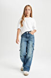 Kız Çocuk Wide Leg Kargo Geniş Paça Jean Pantolon