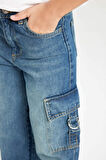 Kız Çocuk Wide Leg Kargo Geniş Paça Jean Pantolon