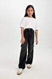 DeFacto Kız Çocuk Wide Leg Kargo Cepli Geniş Bol Paça Antrasit Jean Pantolon D7177A824WNNM36