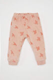 Kız Bebek Pijama Takımı Desenli Bisiklet Yaka Uzun Kollu Velur Üst Beli Lastikli Uzun Alt