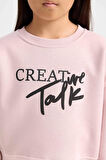 DeFacto Kız Çocuk Relax Fit Bisiklet Yaka Baskılı Sweatshirt D5454A824WNPR345