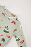 Kız Bebek Yeni Yıl Baskılı Uzun Kollu 2'li Pijama Takımı