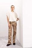 DeFacto Straight Fit Leopar Gabardin Pantolon Yüksek Bel Cepli Uzun D1229AX24AUBG303