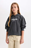 DeFacto Kız Çocuk Oversize Kapüşonlu Baskılı Kalın Sweatshirt D7040A824WNGN1022