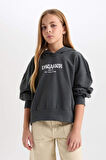 DeFacto Kız Çocuk Oversize Kapüşonlu Baskılı Kalın Sweatshirt D7040A824WNGN1022