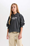 DeFacto Kız Çocuk Oversize Kapüşonlu Baskılı Kalın Sweatshirt D7040A824WNGN1022