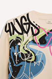 DeFacto Erkek Çocuk Oversize Geniş Kalıp Bisiklet Yaka Baskılı Sweatshirt D7114A824WNBG759