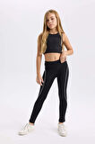 DeFacto Kız Çocuk Şerit Detaylı Standart Boy Tayt D6549A824WNBK81