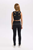 DeFacto Kız Çocuk Şerit Detaylı Standart Boy Tayt D6549A824WNBK81