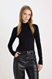 Coool Yarım Balıkçı Yaka Basic Düz Uzun Kollu Bodysuit