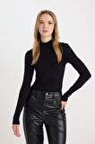 Coool Yarım Balıkçı Yaka Basic Düz Uzun Kollu Bodysuit