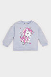 DeFacto Kız Bebek Bisiklet Yaka Unicorn Baskılı İçi Yumuşak Tüylü Sweatshirt D7198A524WNBE216