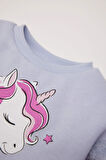 DeFacto Kız Bebek Bisiklet Yaka Unicorn Baskılı İçi Yumuşak Tüylü Sweatshirt D7198A524WNBE216