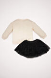 DeFacto Kız Bebek 2'li Takım Bisiklet Yaka Parlak Baskılı Sweatshirt Tütü Etek D7255A524WNBK81
