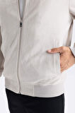 Slim Fit Süet Bomber Mont Ceket Dar Kesim Kolej Yaka Fermuarlı Çift Cepli Mevsimlik Hafif 