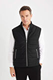 DeFacto Slim Fit Dar Kesim Dik Yaka Fermuarlı Yelek D7536AX25SPBK27