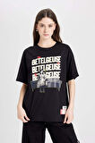 Coool Beetlejuice Oversize Fit Bisiklet Yaka Baskılı Kısa Kollu Tişört
