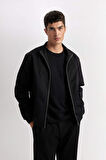 DeFacto Slim Fit Dar Kesim Dik Yaka Fermuarlı Mont D7338AX25SPBK27