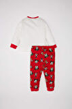 DeFacto Erkek Bebek Disney Mickey & Minnie Yılbaşı Temalı Pijama Takımı Bisiklet Yaka Uzun Kollu Üst Beli Lastikli Uzun Alt D7141A524WNRD79