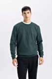 Regular Fit Bisiklet Yaka Jakarlı Sweatshirt