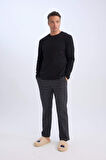 DeFacto Regular Fit Pijama Takımı Bisiklet Yaka Uzun Kollu Üst Kareli Uzun Alt C6124AX24CWBK81