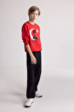 DeFacto Erkek Çocuk Bisiklet Yaka Atatürk Baskılı Kırmızı Sweatshirt D8199A824WNRD117