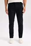 DeFacto Yazlık Gabardin Chino Kanvas Pantolon Slim Fit Dar Kesim Dar Paça Cepli B2089AX25SPBK81