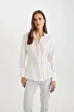 DeFacto Oversize Fit Kaçık Yaka Uzun Kollu Gömlek C4525AX24SMWT34