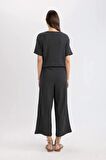 DeFacto Wide Leg Geniş Bol Paça Normal Bel Bürümcük Kapri Pantolon C4329AX24SPBK81