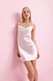 DeFacto Regular Fit Degaje Yaka Bride Saten Gecelik-Fall in Love A8536AX24SMWT46