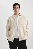 DeFacto Oversize Geniş Kalıp Polo Yaka Waffle Uzun Kollu Gömlek C2841AX24SPBG734