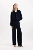 DeFacto Crop Gömlek Yaka Basic Düz Blazer Ceket C3832AX24SMNV28