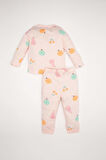 Kız Bebek Pijama Takım  Penye 4'lü Meyve Desenli Uzun Kollu Üst Beli Lastikli Uzun Alt