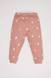 DeFacto Kız Bebek Pijama Takımı Kalp Desenli Uzun Kollu Waffle Üst Beli Lastikli Uzun Alt D6797A5NSPN390