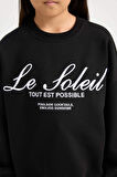 DeFacto Kız Çocuk Oversize Geniş Kalıp Bisiklet Yaka Baskılı Sweatshirt D4381A824WNBK81