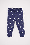 Erkek Bebek Pijama Takımı Yıldız Desenli Uzun Kollu Penye Üst Beli Lastikli Uzun Alt