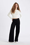 DeFacto Wide Leg Kışlık Gabardin Siyah Pantolon Geniş Bol Paça Normal Bel Basic Düz D3766AX24AUBK27