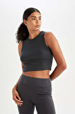 DeFactoFit Crop Bisiklet Yaka Modal Sporcu Basic Düz Atlet D6038AX24AUAR231