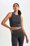 DeFactoFit Crop Bisiklet Yaka Modal Sporcu Basic Düz Atlet D6038AX24AUAR231