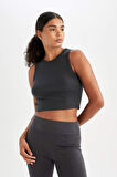 DeFactoFit Crop Bisiklet Yaka Modal Sporcu Basic Düz Atlet D6038AX24AUAR231